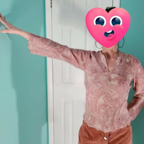 3/30 Vintage Paisley Sheer Top - Picture 5 of 5